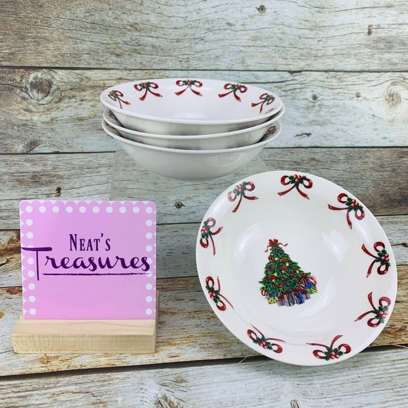 Gibson CHRISTMAS RADIANCE Cereal Bowls Set 4 - Picture 1 of 8
